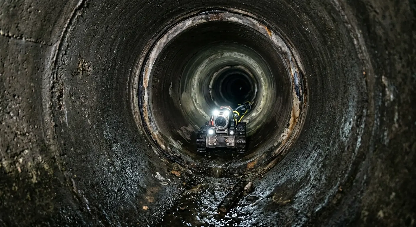 Robotic sewer camera inspecting pipe interior for Sewer Line Repair in Bentonville